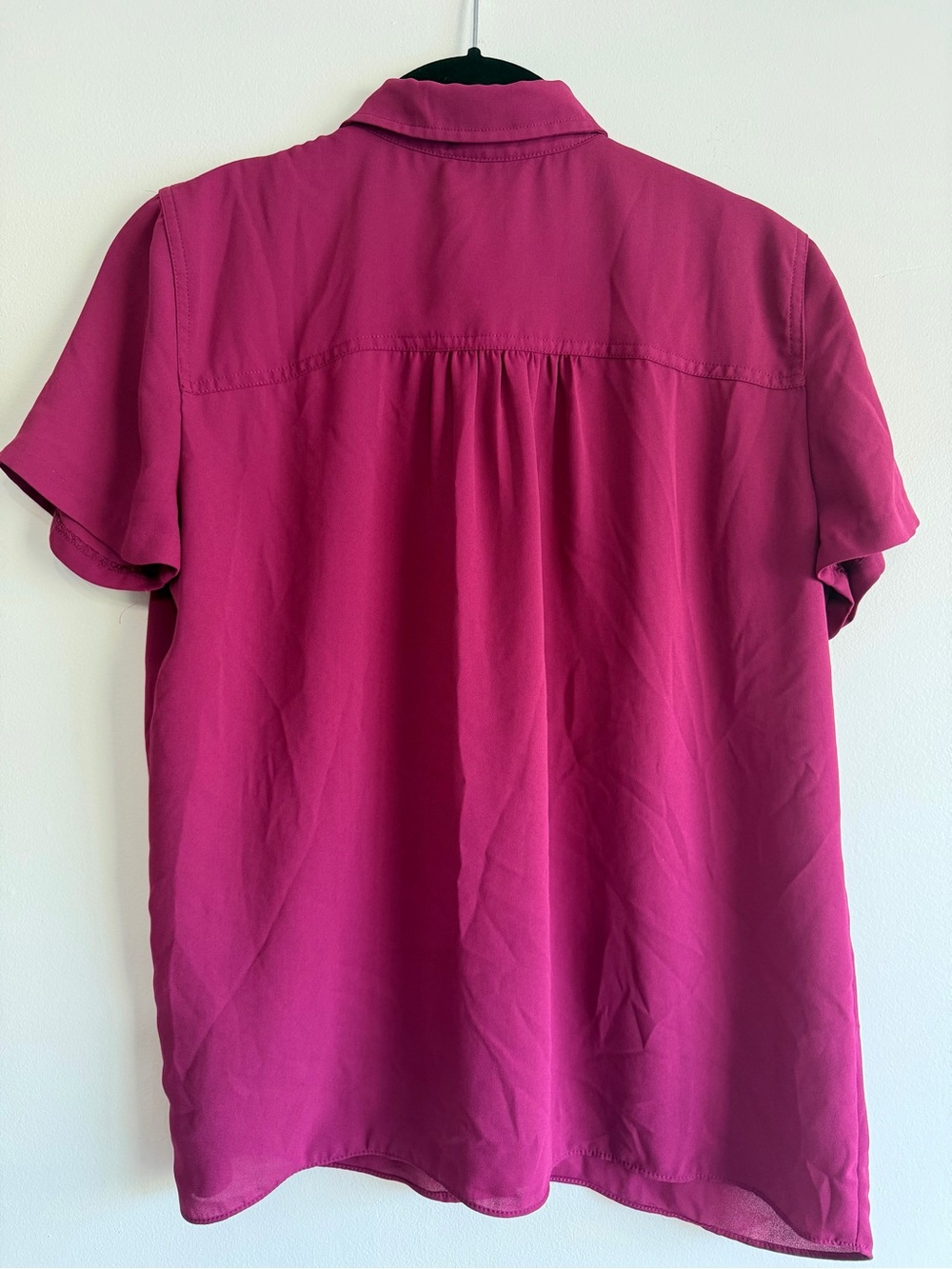 J. Crew Short Sleeve Button-Up Blouse in Deep Fuchsia - Picture 2 of 4